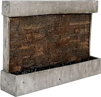 Sunnydaze Ancient Wall 24-Inch Polyresin Wall-Mounted Outdoor Fountain - Electric Submersible Pump - 3-Gallon Water Capacity Brown