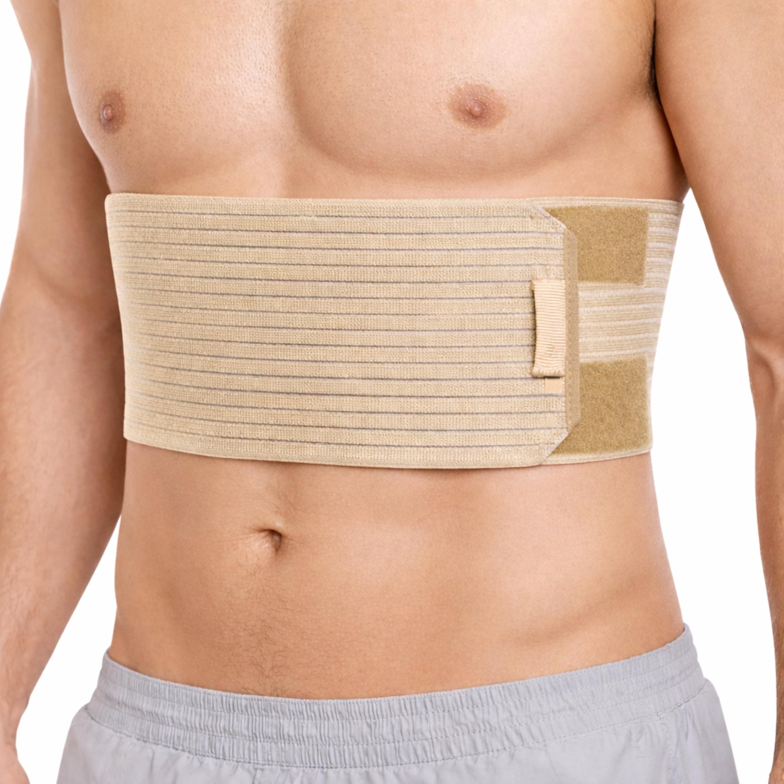 Abdominal Binder Compression Belt – Broken Rib & Hernia Support Belt – Post Surgery Abdominal Support Wrap – Breathable Elastic Thoracic Binder for Men & Women – Adjustable One Size