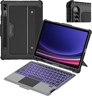 for Samsung Galaxy Tab S9 11” Case with Detachable Keyboard, Multi-Touch Trackpad, 7-Color Backlit, S Pen Holder, Rugged Keyboard Case with Camera Cover for Samsung Tablet S9