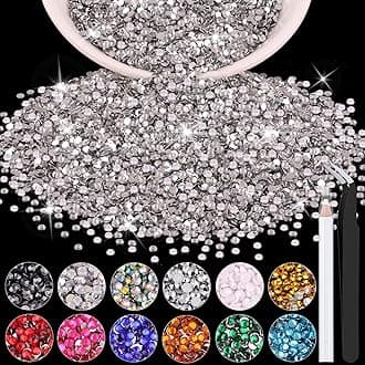 5000PCS 2mm Resin Rhinestones in Bulk (Clear), Bedazzling Flatback Crystals for Crafts DIY Nail Decoration, Gems Charms for Tumbler Shoes Clothing Fabric with Pickup Pen and Tweezers