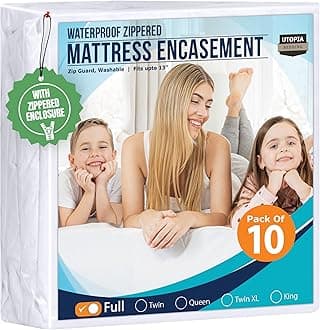 Utopia Bedding Zippered Mattress Encasement Full - 100% Waterproof and Bed Bug Proof Mattress Protector - Absorbent, Six-Sided Mattress Cover (Bulk Pack of 10)
