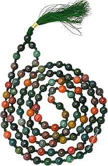 Crystal Heaven Certified Bloodstone Crystal Japa Mala Ganthi For Unisex Adult - 108 Beads Buddhist Prayer Beads - AAA Grade Original Healing Gemstone Agate Mala for Yoga Meditation