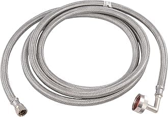 10 foot Dishwasher Supply Line, 3/8 Inch Compression x 3/4 Inch FHT Elbow, Braided Stainless Steel Dishwasher Connectors, 41015