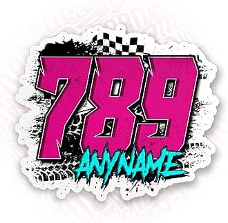 Custom Racing Sports Sticker Personalized Driver Racer Name and Number Waterproof UV DTF Transfer Vinyl Stickers for Dirt Bike Plate BMX Car Truck Decor Motorcycle Bike Motors RC Decal