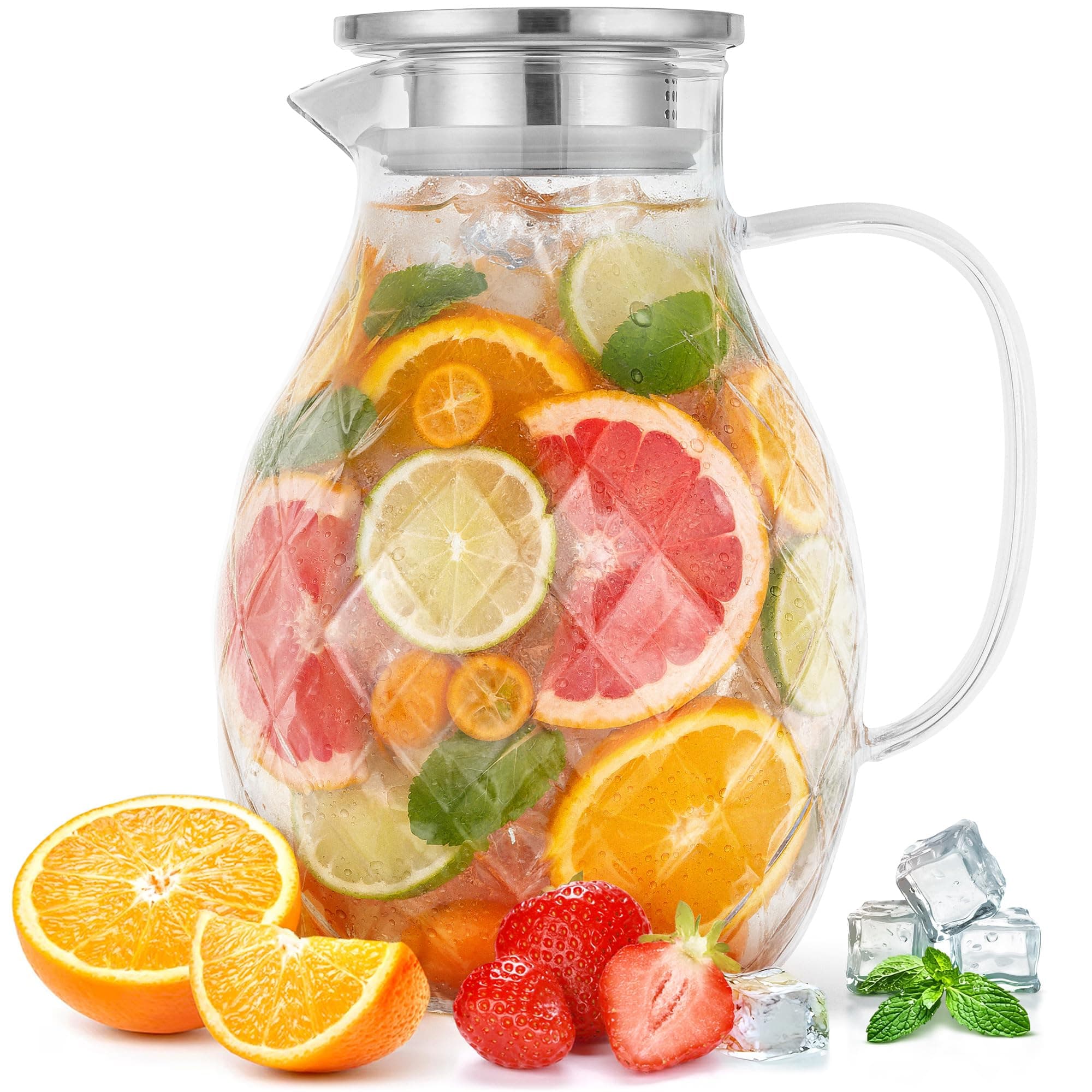 Glass Diamond Pattern Pitcher 68 oz