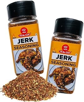 EL The Cook Jamaican Jerk Seasoning Mix | Marination Spice Rub for Spicy and Smoky Chicken, Paneer and Roasted Vegetables | Resealable Ziplock Pouch, Natural, Vegan, Gluten-free | Pack of 2 x 50g