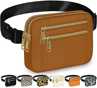 Capolo Fanny Packs for Women Fashion Waist Packs Bag with Adjustable Strap and 4 Zipper Pockets Waterproof Everywhere Crossbody Belt Bag for Workout Running Travelling, Brown, L