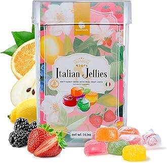 Gourmanity Italian Jelly Fruit Candy With Real Fruit Juice, Soft Bite Authentic Italian Candy, Individually Wrapped Gourmet Candy, In a Giftable 14.1oz Box