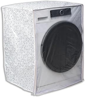 Classic® Front Load Washing Machine Cover Suitable for LG 8.5 Kg, 9 Kg, 9.5 Kg, 10 Kg, 10.5 Kg, 11 Kg, 11.5 Kg, 12 Kg (72cmsX63cmsX81cms, White & Grey)