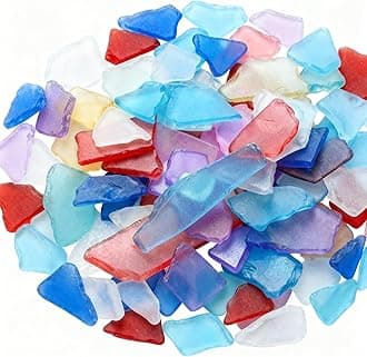 Jetec Sea Glass for Crafts Pieces Decor Flat Frosted Sea Glass Vase Filler Crushed for Beach Wedding Party Decor Home Aquarium DIY Craft Supplies, 11 oz(Multicolor)