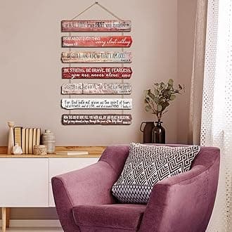 Yookeer Church Gift Christian Wall Art Office Inspirational Wooden Bible Verses Bedroom Scripture Wall Art Meditation Inspirational Hanging Wood Sign for Living Room (English Style)