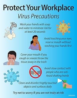 Workplace Health Safety and Awareness Poster Sign, 22" X 28" Peels and Sticks, Made in the USA