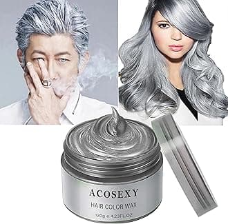 YHMWAX Fashion Silver Gray Hair Wax Pomade - Colorful Disposable Natural Hair Styling Gel for Party, Cosplay, Masquerade