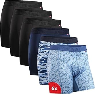 DANISH ENDURANCE Mens Boxers, Anti Chafing Underwear, Long Leg or Regular, Sports Underwear Men, Moisture Wicking, Breathable Running Boxers, 6 Pack