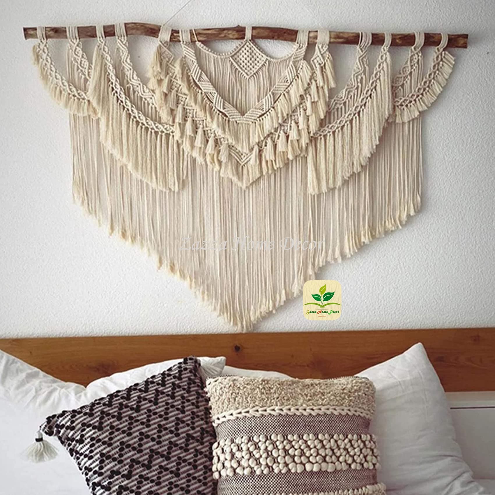 Zazza Home Decor - Macrame Wall Hanging Wedding Decor macrame Boho Wall Decor Big Fiber Art Cotton Boho Wedding Accessories (Size - Width:100 CM ; Height:100 CM). (Off white - Bend)