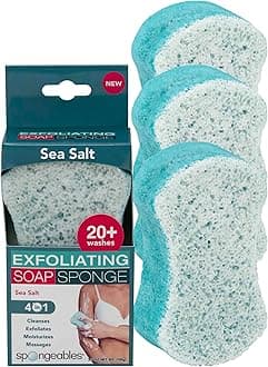 Spongeables Exfoliating Body Wash In A Sponge, Sea Salt, Contains Avocado Oil and Vitamin E, Cleanse, Exfoliate and Moisturize, 3.5 Oz, 3 Count