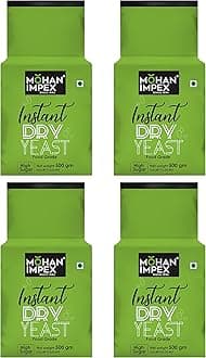 Mohan Impex Instant Dry Yeast 500g [Pack of 4] | Fast-Acting Yeast for Bread, Pizza Dough & Baking | Quick Rise, Gluten-Free, Easy-to-Use Powder for Perfect Results