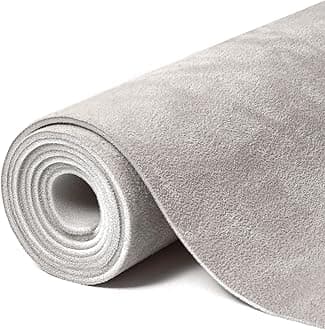 Suede Auto Headliner Fabric 56" L × 60" W with Foam Backing - Tube Packaging - Light Grey Interior Replacement Material for Car/Truck/SUV/RV Roof - Home Repair/DIY Headliner Material