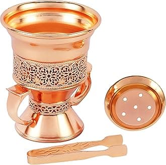 Metal Frankincense Resin Incense Burner, Incense Censer, Portable Bakhoor Burner, Charcoal Bakhoor Burner, Myrrh Burner with Tongs for Yoga, Spa Aromatherapy (Rose Gold)