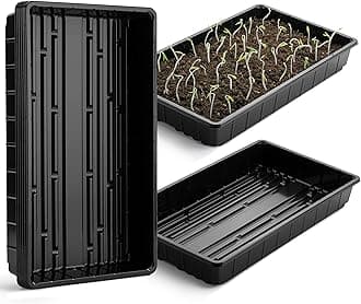 Plastic Growing Trays, 5Pack, Black, 17x10, Plant Tray, Seed Tray, Seedling Tray, Propagation Tray, Plant Trays for Seedlings, Planting Trays, Microgreens Growing Trays, Seedling Starter Tray