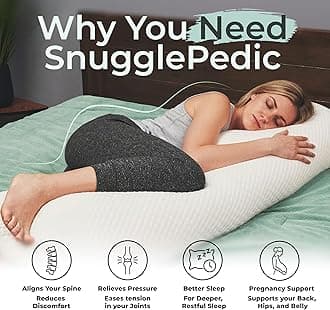 Snuggle-Pedic Body Pillow for Adults w/Grey Pillowcase- Pregnancy Pillows w/Shredded Memory Foam - Firm Maternity Side Sleeper Pillow for Adults - Long Cuddle Pillow for Bed - 20x54 Full Body Pillow