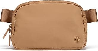 Two Way Zipper Fanny Pack Nylon Everywhere Belt Bag for Women, Water Repellent Waist Packs, Crossbody Bags with Adjustable Strap (Caramel Brown).