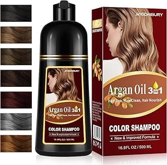 Purple Hair Dye Shampoo Made with Argan Oil, Natural & Long-Lasting Hair Color Shampoo for Gray Hair, Semi-Permanent Hair Color Kit for All Hair Types, Women & Men, Salon-Quality Color, Easy to Use