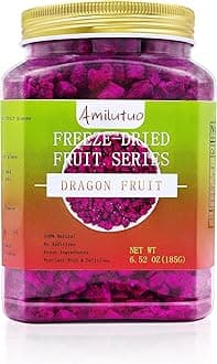 Amilutuo Freeze-Dried Dragon Fruit, Freeze-Dried Fruit, No Added Sugars, 6.52OZ/185g Dragon Druit Chunks, Dry Drag-on Fr-uit, Ideal for Infusing Drinks, Baked Goods and Water
