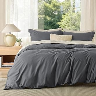Bedsure Duvet Cover Queen Size - Soft Double Brushed Bedding Set for Kids & Adults, Zipper Closure, 3 Pieces, Includes 1 Duvet Cover (90"x90") & 2 Pillow Shams, NO Comforter, Dark Grey