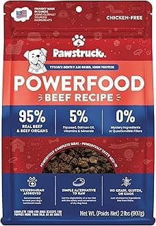 Pawstruck Air Dried Dog Food with Real Beef, Grain-Free, Made in USA, Non-GMO & Vet Recommended, High Protein Limited Ingredient Full-Feed for All Breeds & Ages, 2lb Bag
