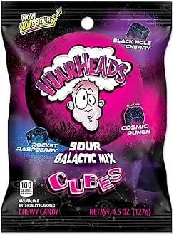 Galactic Mix Cubes - Sour Sweet & Fruity Chewy Candy - Black Hole Cherry, Rocket Raspberry & Cosmic Punch Flavors - 4.5 oz. Bag