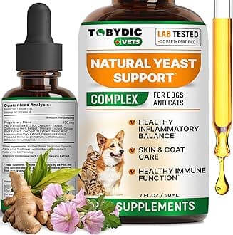 Natural Cats & Dog Yeast Infection Relief - Itchy Skin & Ear Treatment - Reduces Irritation & Relieves Itching and Allergy - Herbal Medicine Drops Supplement - Made in USA