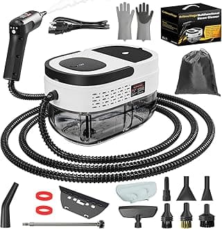 Handheld Steam Cleaner for Home, 2500W High Temperature Pressurized Machine, 1.6L Water Tank, Handle-controlled Steam Output, Portable Cleaning Steamer for Car, Bed Bugs, Furniture, Grout (White)