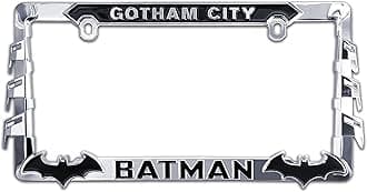 Elektroplate Officially Licensed - DC Comics Batman Chrome-Plated All-Metal Standard Size Premium 3D License Plate Frame Tag Holder for Cars/SUVs/Trucks Weather-Proof Automotive Accessory
