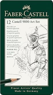 Faber-Castell 9000 Art Set, 12 x Pencils in a Stylish Tin