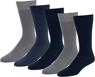 Men's Comfortable Patterned Cotton Crew Dress Socks, 5 Pairs