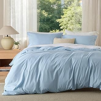 Bedsure Duvet Cover Queen Size - Soft Double Brushed Bedding Set for Kids & Adults, Zipper Closure, 3 Pieces, Includes 1 Duvet Cover (90"x90") & 2 Pillow Shams, NO Comforter, Light Blue