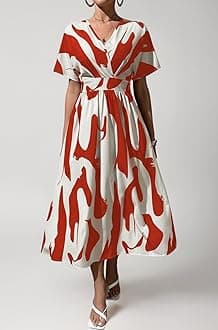 Printed Maxi Dress for Women | Trendy Long One Piece Summer Outfit | Lightweight Flared Dress for Casual & Holiday Wear