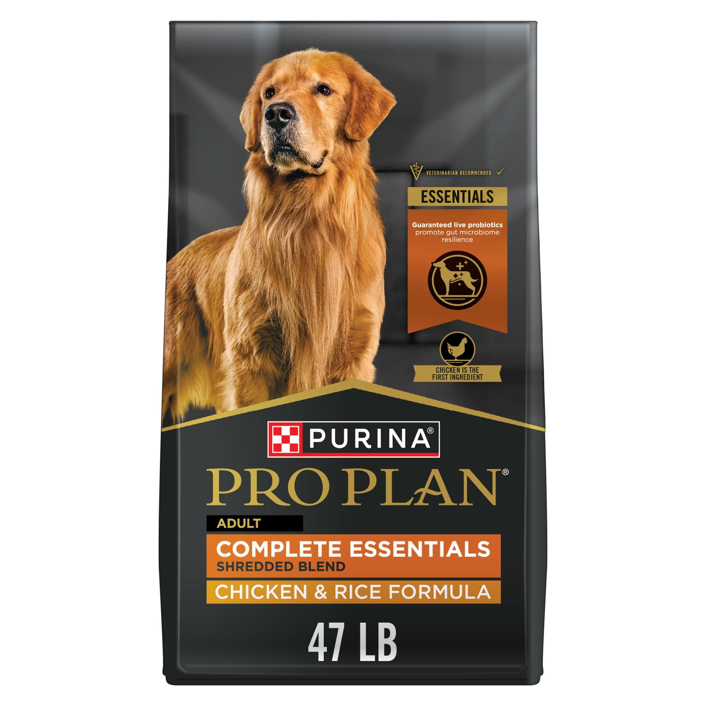 - Complete Essentials Shredded Blend Chicken and Rice Dog Food Dry Formula with Probiotics for Dogs - 47 lb. Bag