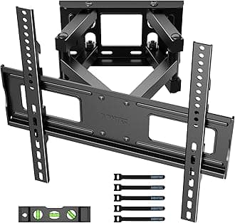 TV Wall Bracket for 23–70 Inch LED LCD OLED Screens, Full Motion Double Arm TV Wall Mount Swivels Tilts Extends up to 380mm, Holds 45kg, Max VESA 400x400mm, Includes Spirit Level
