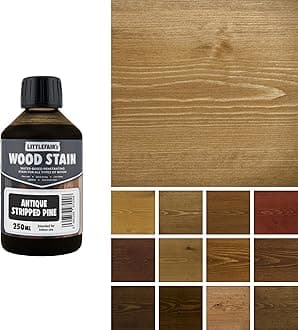 Littlefair's Wood Stain Water Based - 8.5oz/250ml - Indoor Furniture Stain Light & Dark Finishes - Special Non Toxic & Eco Friendly Formula - Wood Stain for Crafts - Color: Antique Stripped Pine