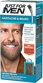 Mustache & Beard multiple uses Beard Coloring for Gray Hair with Brush, With Keratin Biotin Aloe and Coconut Oil for Healthy Facial Hair Medium Brown, M-35, Pack of 1 (Packaging May Vary)