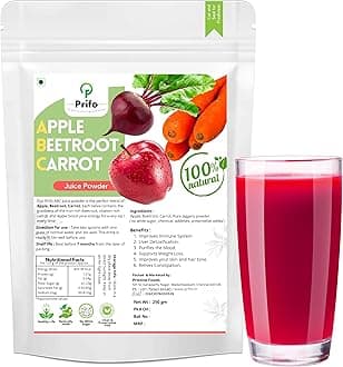 Prifo ABC Juice Powder | Apple Beetroot Carrot | No White Sugar, No Preservatives | Instant Natural Energy Drink | Immunity & Detox Booster | For Kids & Adults | 250g