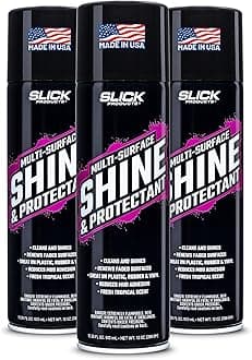 Slick Products Shine & Protectant Spray Coating Designed to Renew, Shine, and Protect a Variety of Surfaces Including Plastic, Vinyl, Rubber, Fiberglass and More