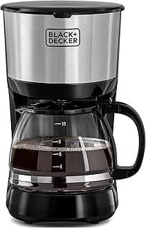 Black+Decker 750W 10 Cup Coffee Maker/Coffee Machine With Glass Carafe For Drip Coffee, Silver/Black - Dcm750S-B5, 2 Years Warranty