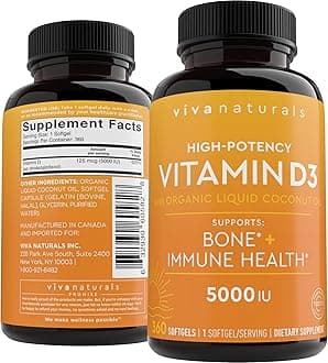 Vitamin D3 5000 IU Softgels, 360 Count (125 mcg), Supports Bone & Immune Health, High Potency Vitamin D