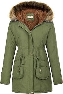 Women's Winter Coats Fleece Parkas Anoraks Hooded Military Jacket Coats