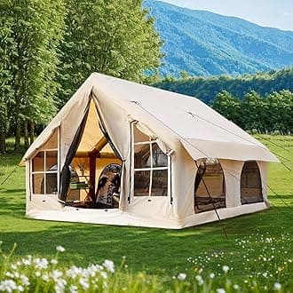 Inflatable Camping Tent, Large Blow-Up Air Tent, No Assembly Needed Luxury Glamping House, Oxford Fabric