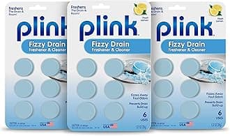 Plink Fizzy Drain Freshner, Prevents Buildup and Maintains a Clear Drain, Removes Drain Odor, Lemon Scent, Fresh Lemon, 6 Count (Pack of 3)
