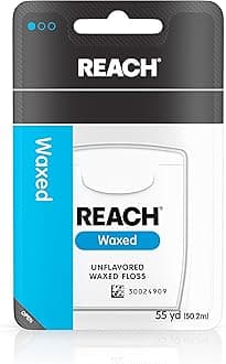 Reach Waxed Dental Floss for Plaque and Food Removal, Unflavored, 55 Yards (Pack of 6)